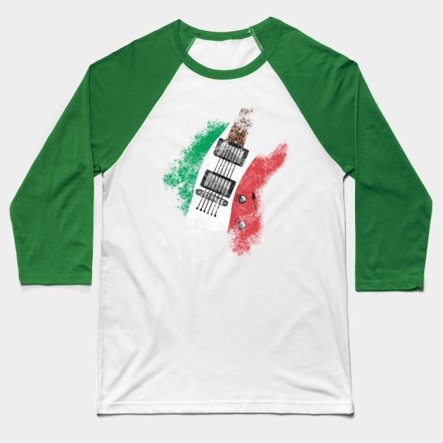 Electric Guitar Italian Flag Guitarist Baseball T-Shirt by doodlerob